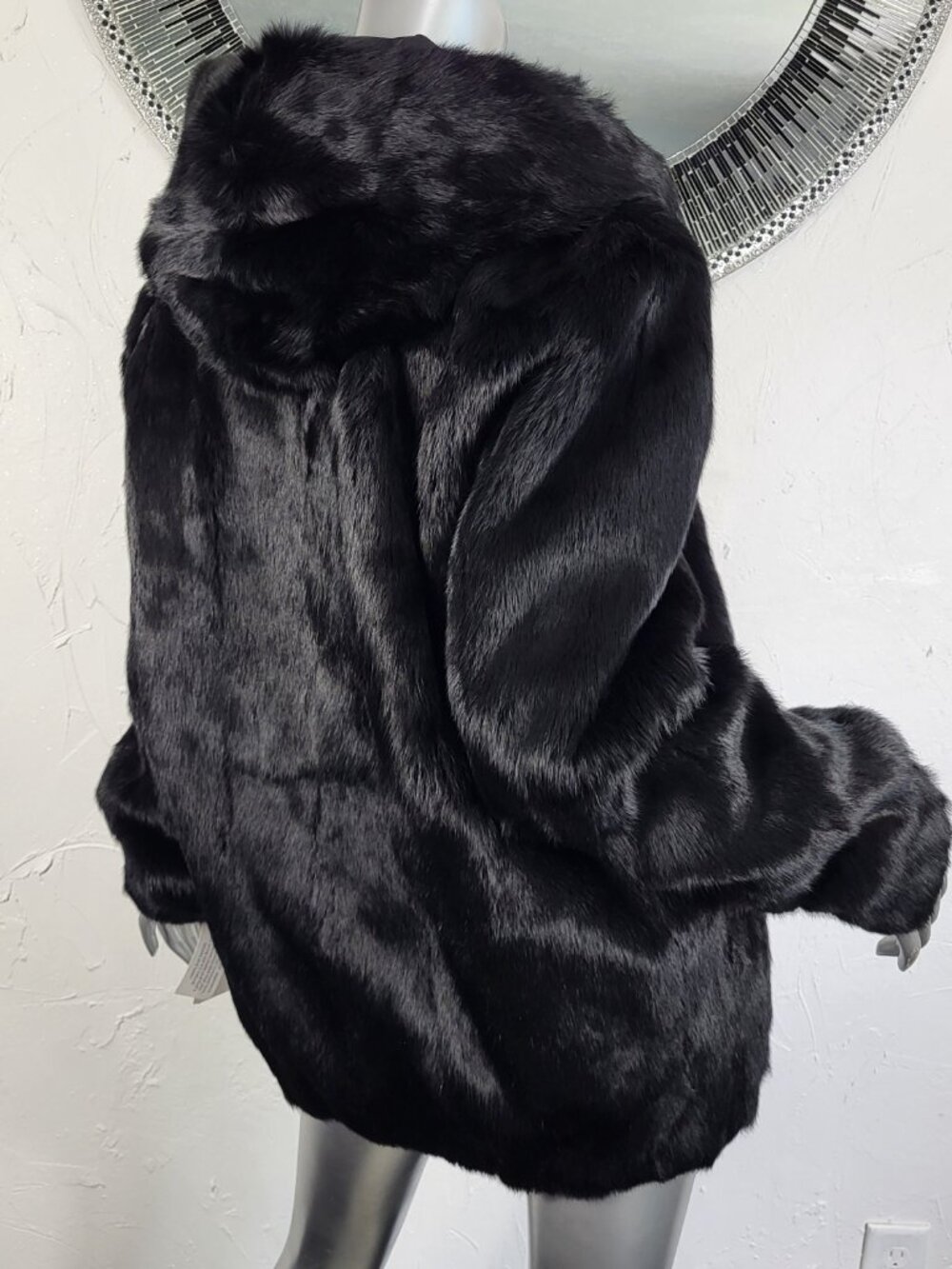 NWT~$600~ADRIENNE LANDAU~M/L~BLACK GENUINE REAL RABBIT FUR BOMBER JACKET COAT - Picture 10 of 16